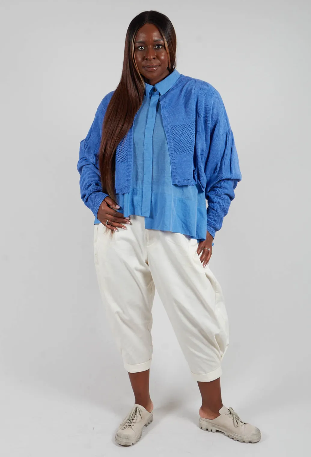 Turn Up Trouser in Cream