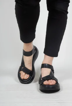 Velcro Strap Sandals in Black