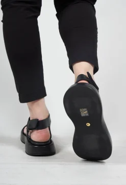 Velcro Strap Sandals in Black