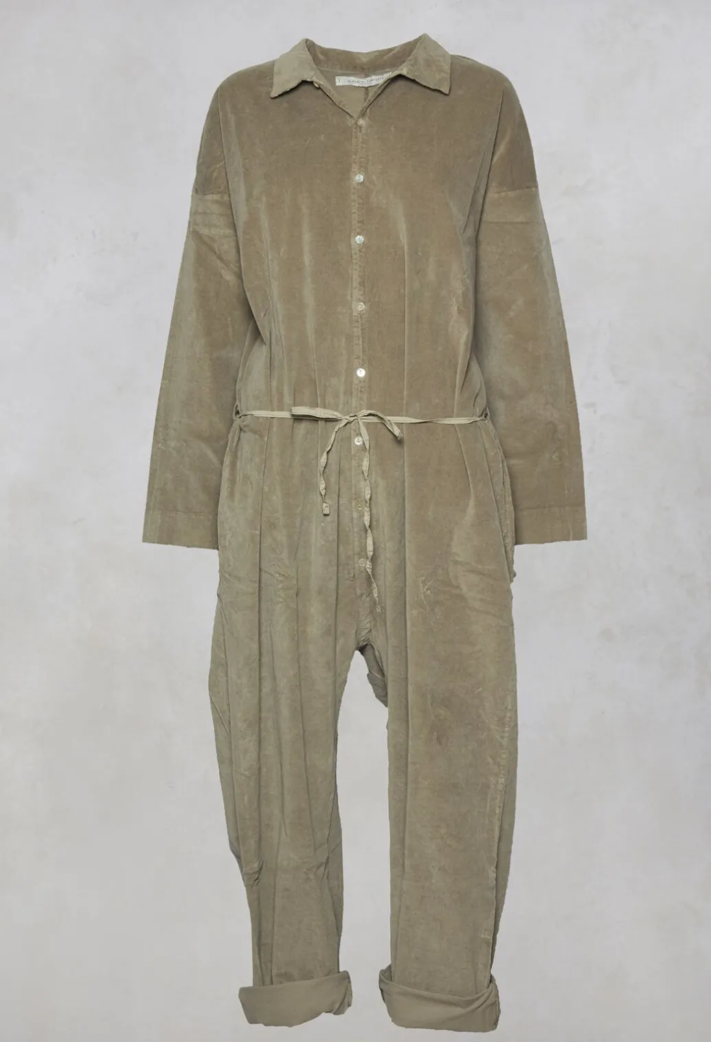 Velvet Collar Jumpsuit in Marron Glace