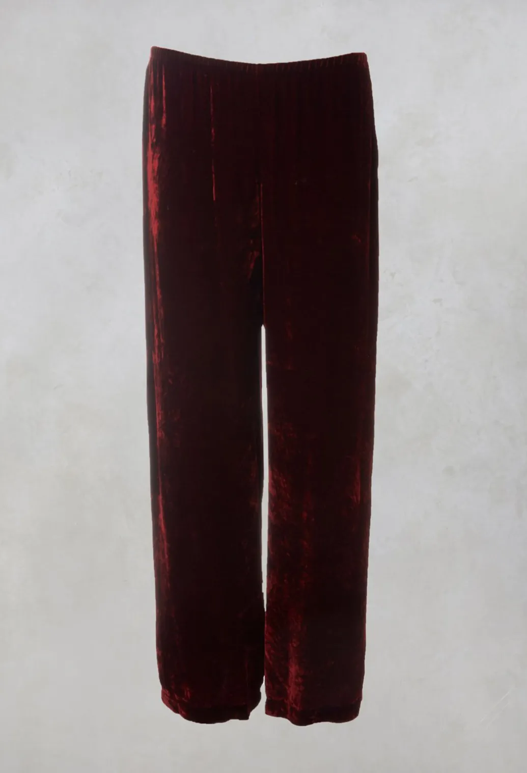 Velvet Wide Leg Trousers in Ruby