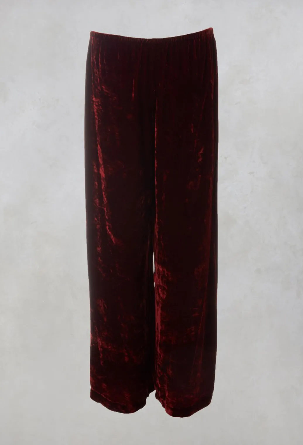 Velvet Wide Leg Trousers in Ruby