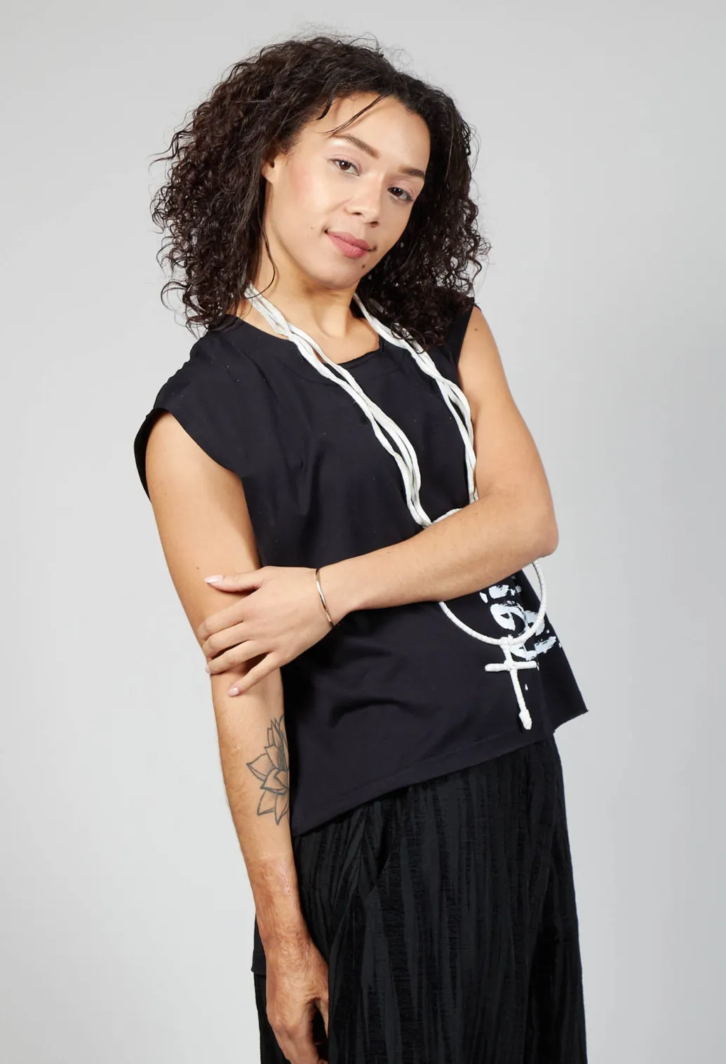 Vest Top in Black Print