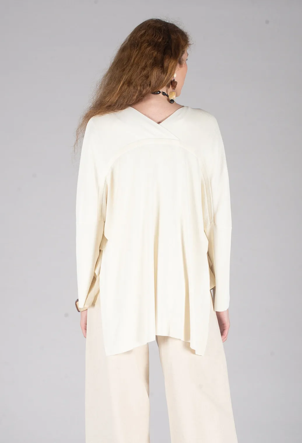 V-Neck Boxy Cardigan in White