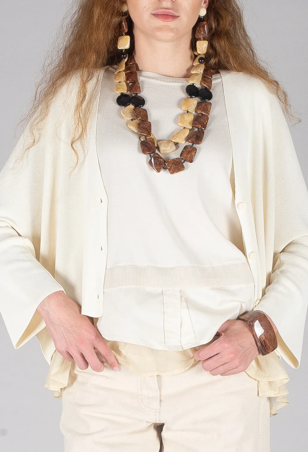 V-Neck Boxy Cardigan in White