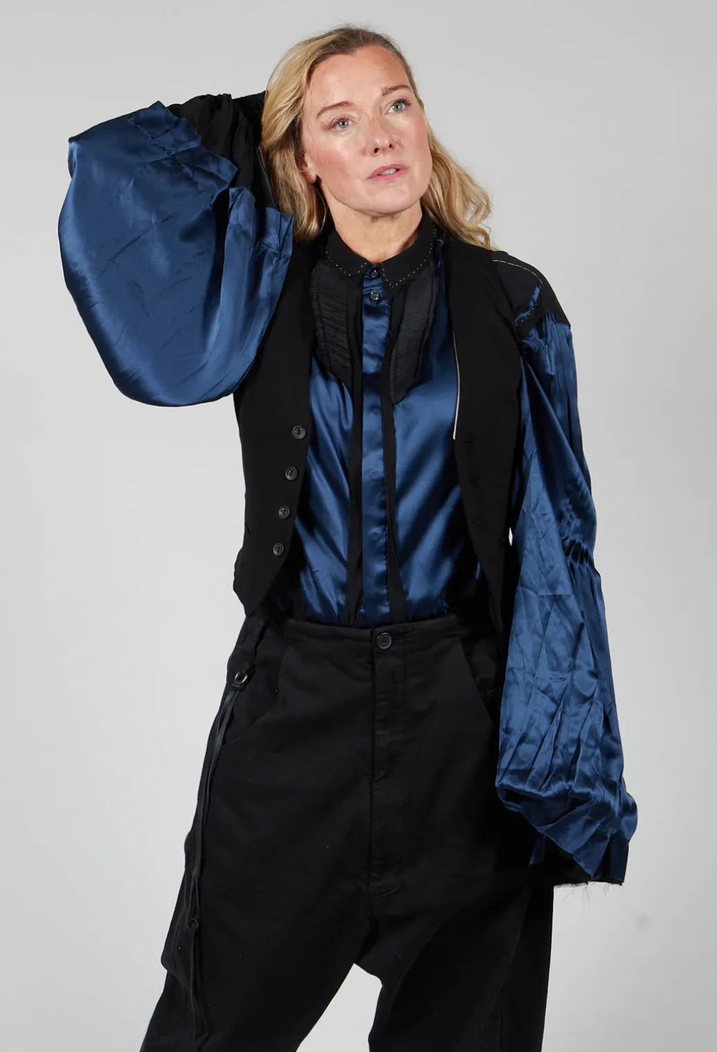 Waistcoat with Faux Front Pockets in Black