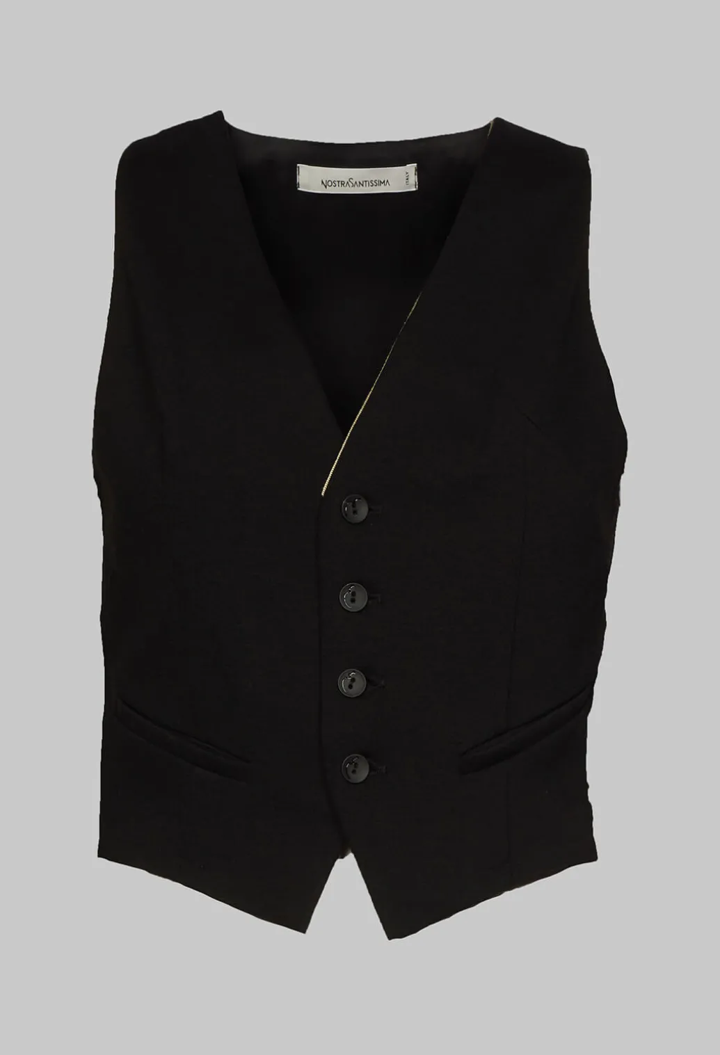 Waistcoat with Faux Front Pockets in Black