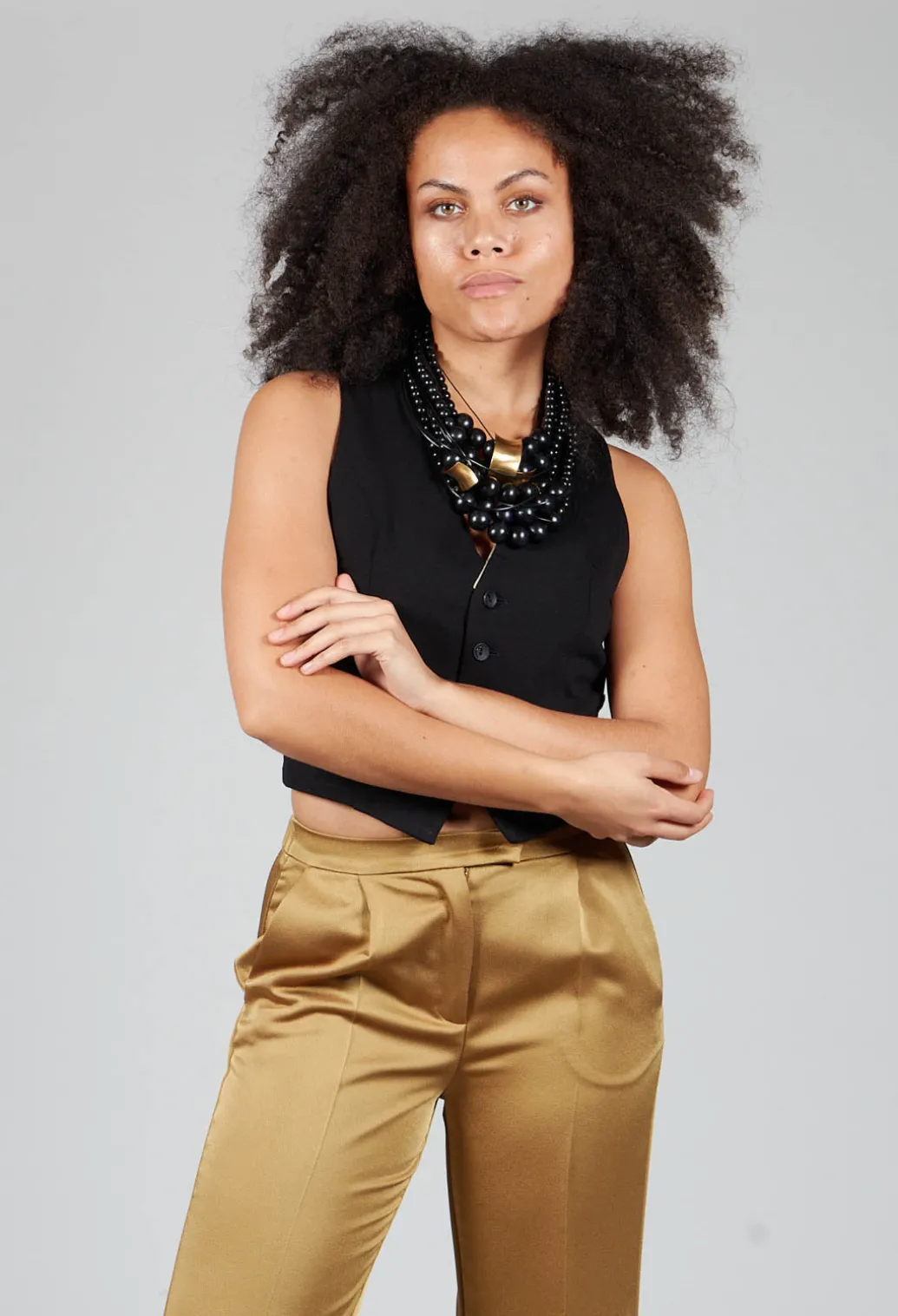 Waistcoat with Faux Front Pockets in Black