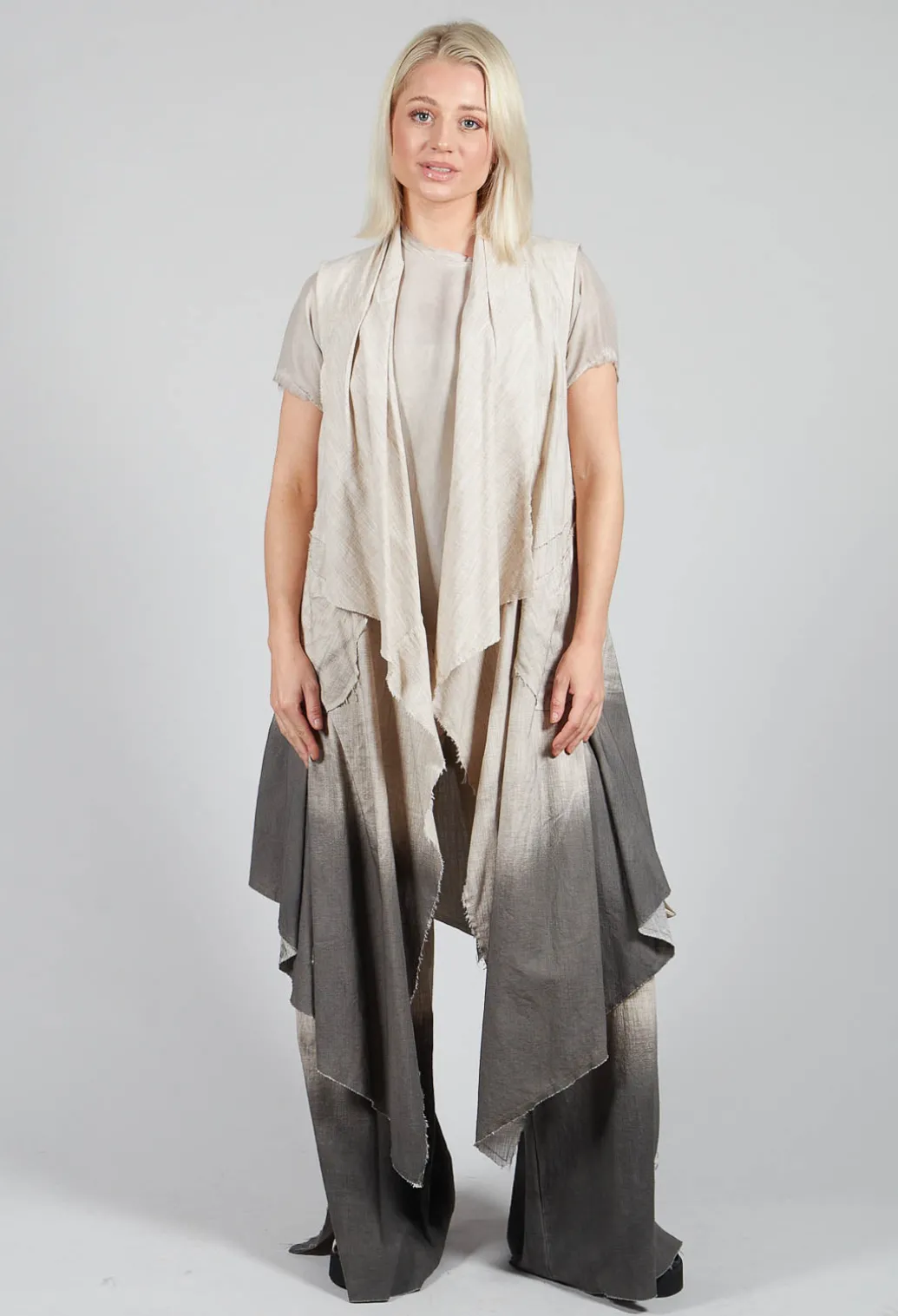 Waterfall Long Coat in Over Cotone Sand