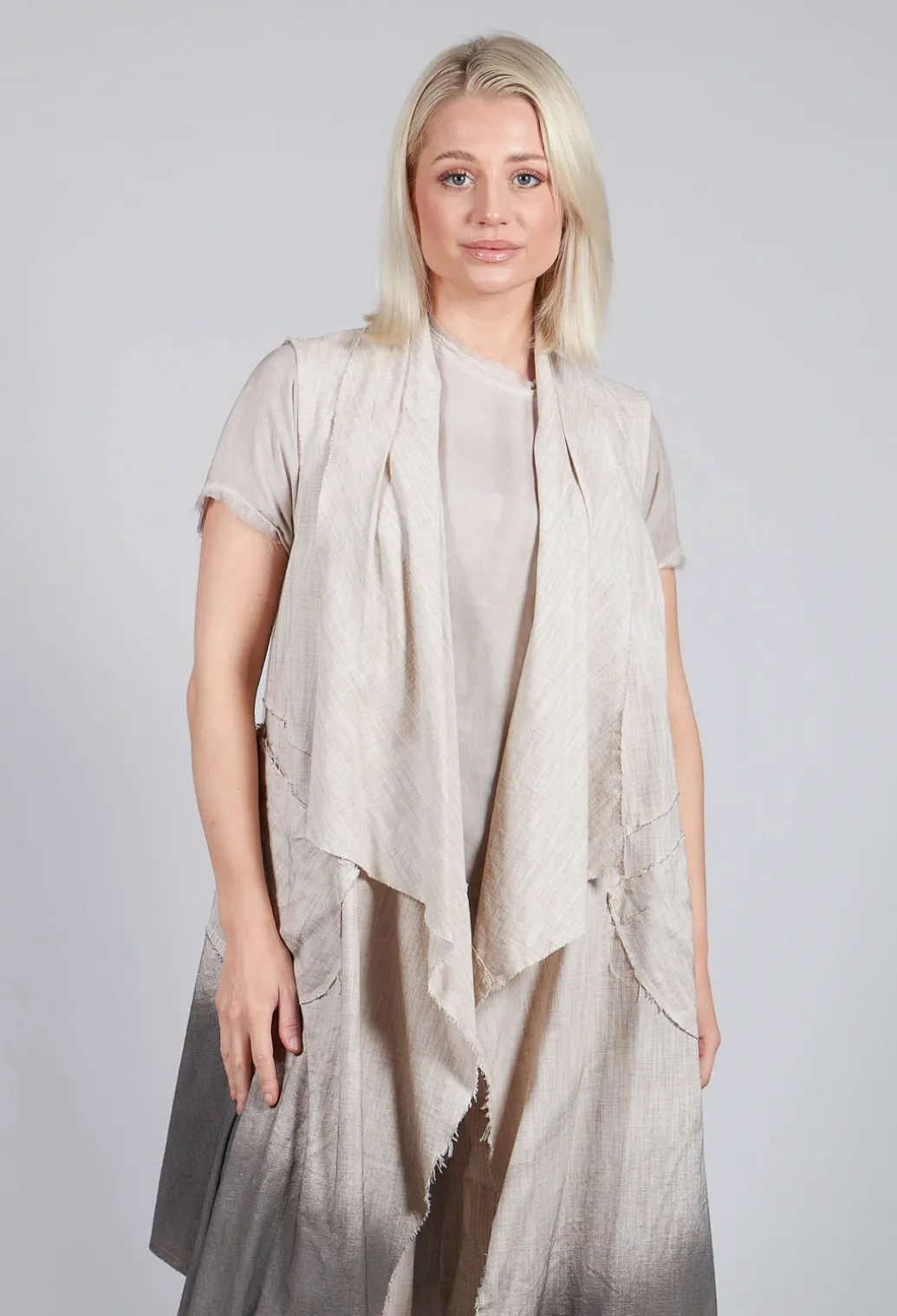 Waterfall Long Coat in Over Cotone Sand