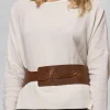 Wide Leather Belt in Cuio
