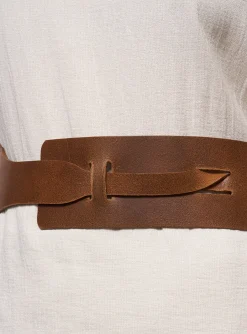 Wide Leather Belt in Cuio