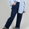 Wide Leg Denim Jeans in Aragonite Indigo