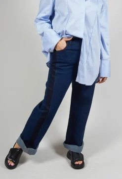 Wide Leg Denim Jeans in Aragonite Indigo