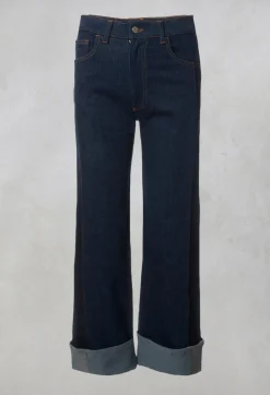Wide Leg Denim Jeans in Aragonite Indigo