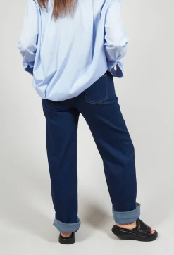 Wide Leg Denim Jeans in Aragonite Indigo