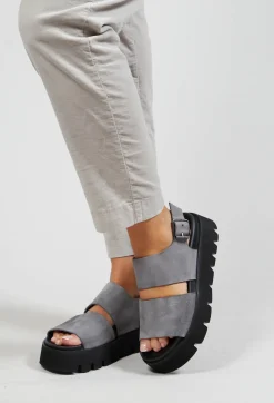 Wide Strap Sandals in London Light Grey