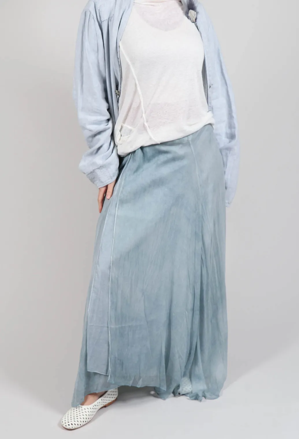 Wrap Silk Skirt in Original Cool Blue