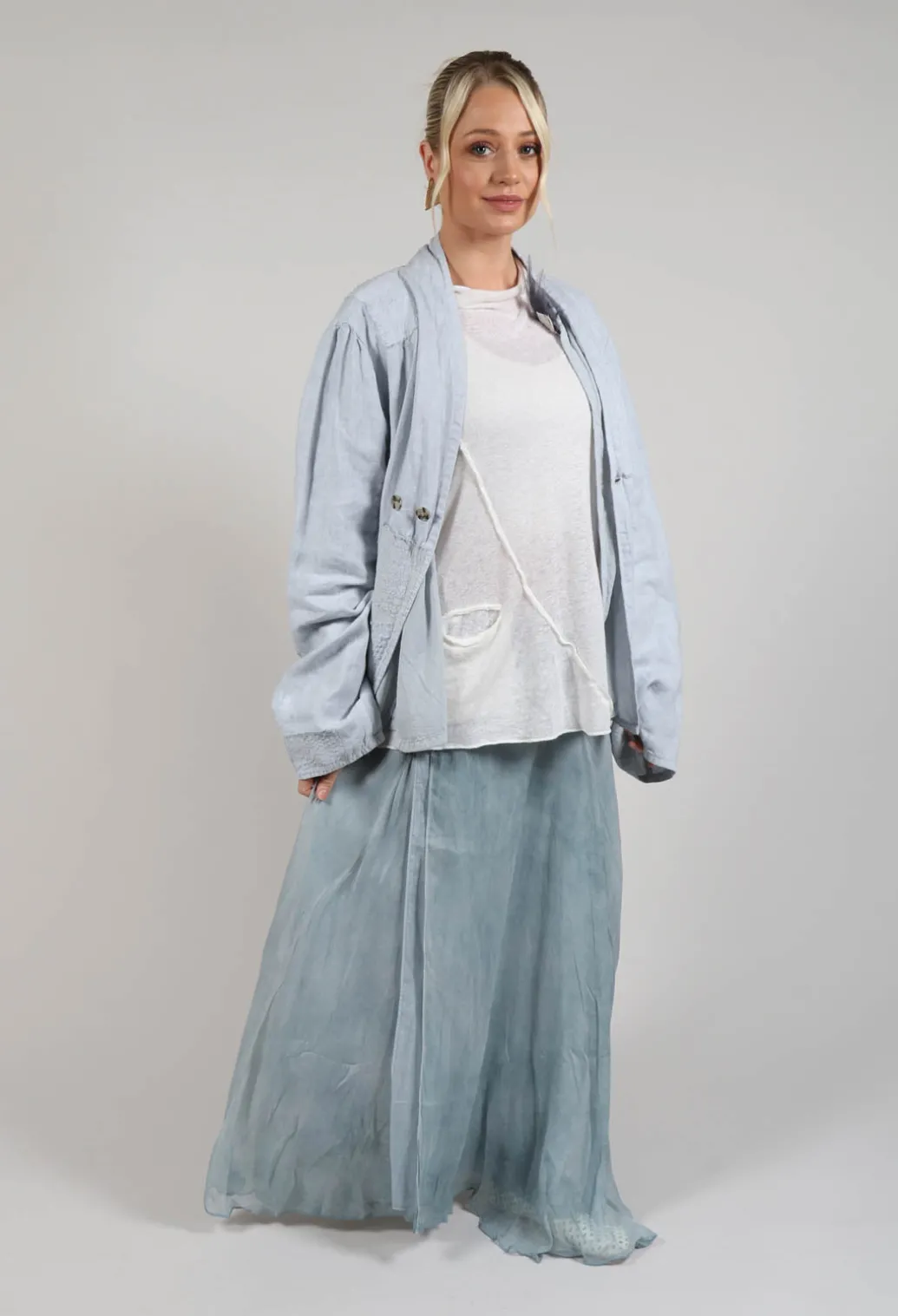 Wrap Silk Skirt in Original Cool Blue