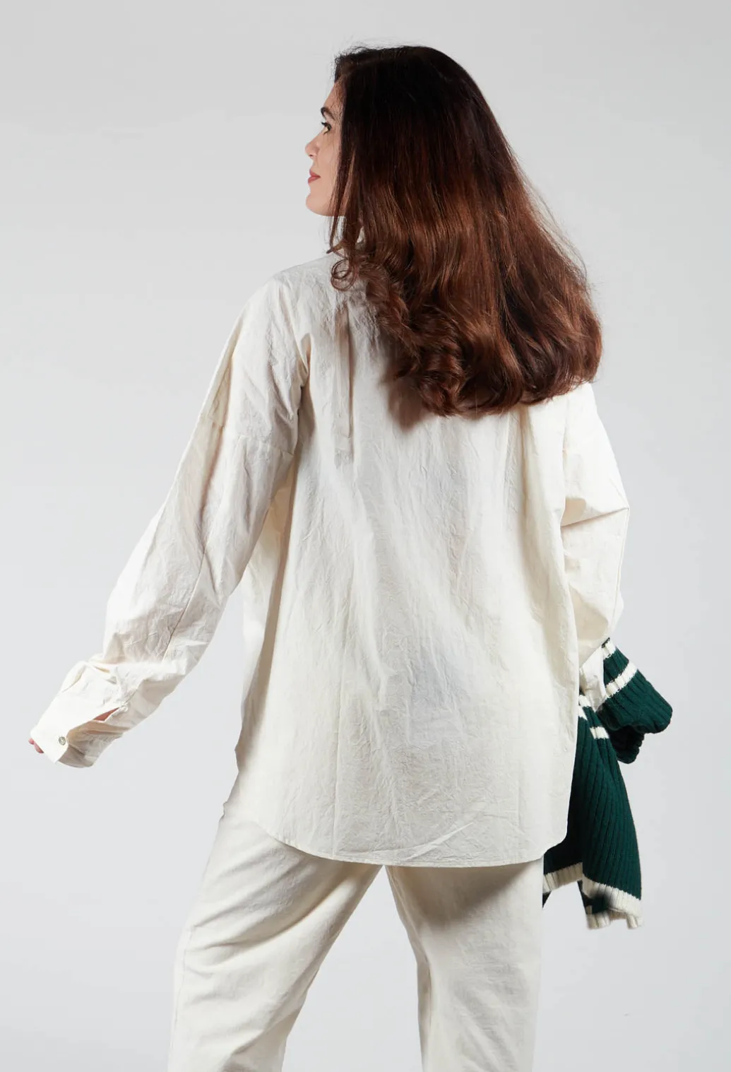 Wrinkled Unisex Collar Shirt in Natural
