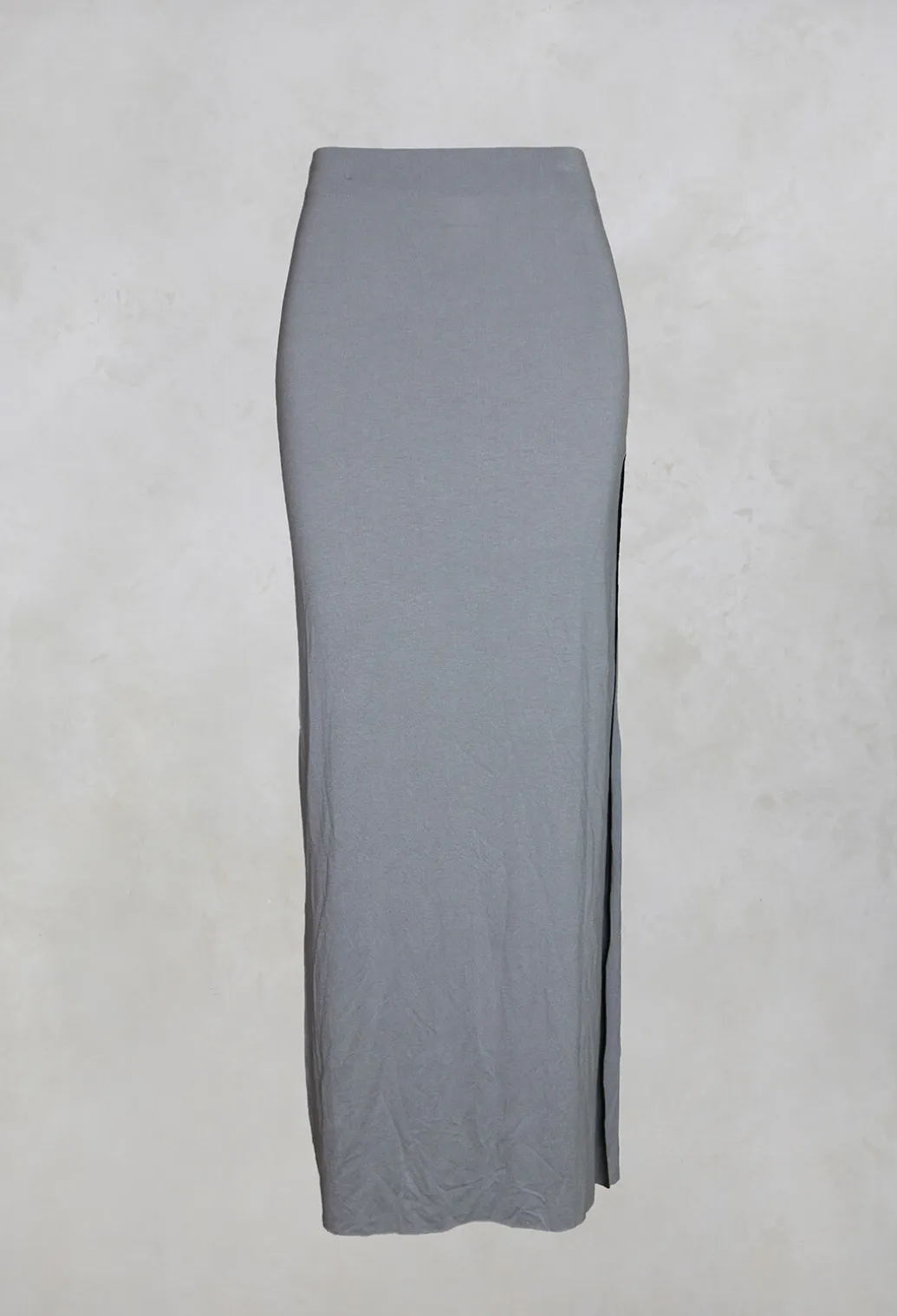 Zigi Long Jersey Fitted Skirt in Light Grey
